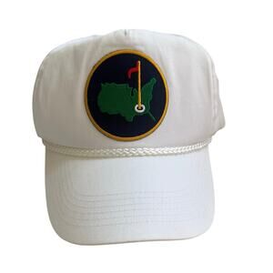 White Golf Rope Snapback Hat Masters Inspired Preppy Golfcore Dad Hat US Map OS
